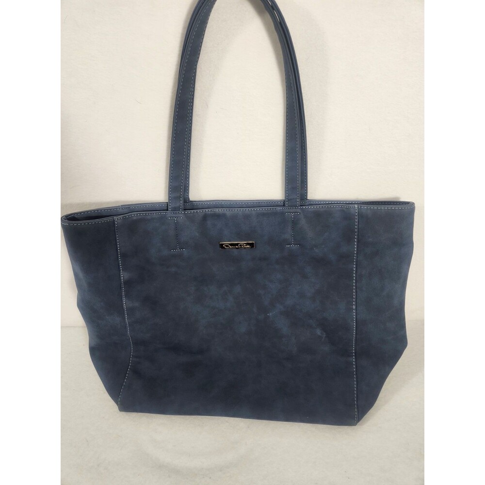 Oscar De La Renta Fashion Tote Bag Dark Blue Purse  Handbag